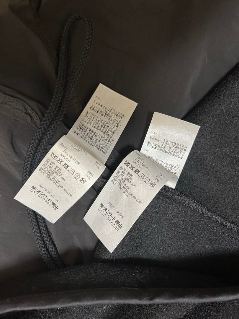 早者勝25AW ATON AIR WEATHER 黒 02 ショートモッズコート