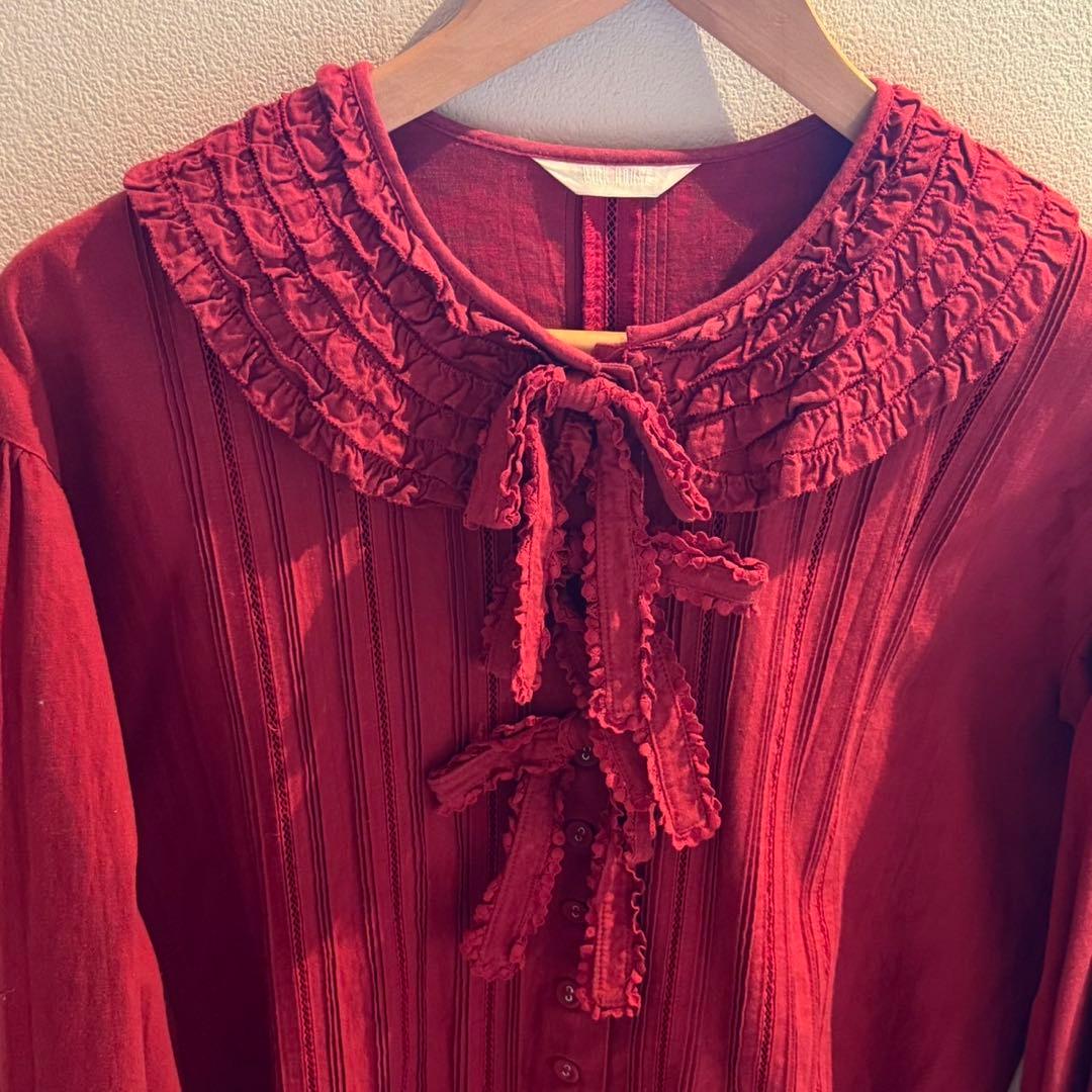 ピンクハウス　 PINK HOUSE 長袖　フリルブラウス　 赤