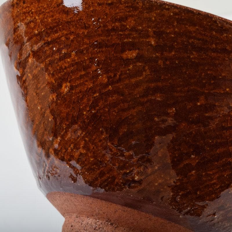 茶道具　大樋焼　大樋長左衛門　大樋年雄作　飴釉　茶碗　共布共箱　V　9136