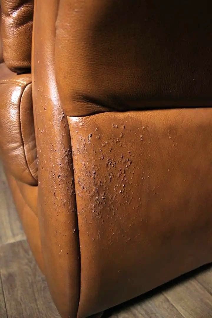 首都圏送無料〜LEATHER WORLD 本革張り シングルソファ　ヴィンテージ