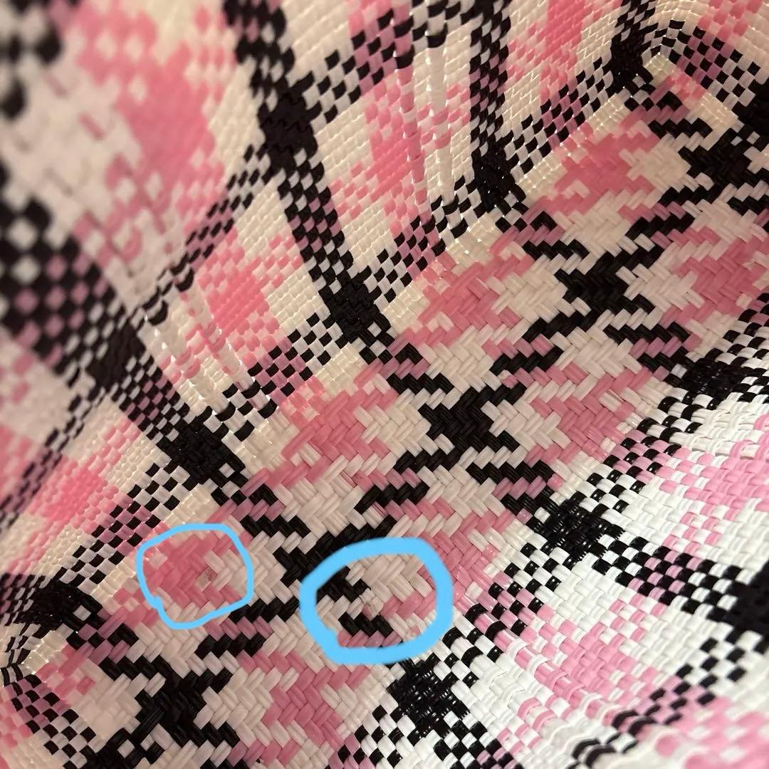 ファミリア　レトラ　メルカドバッグ　ピンク　ブラック　チェック