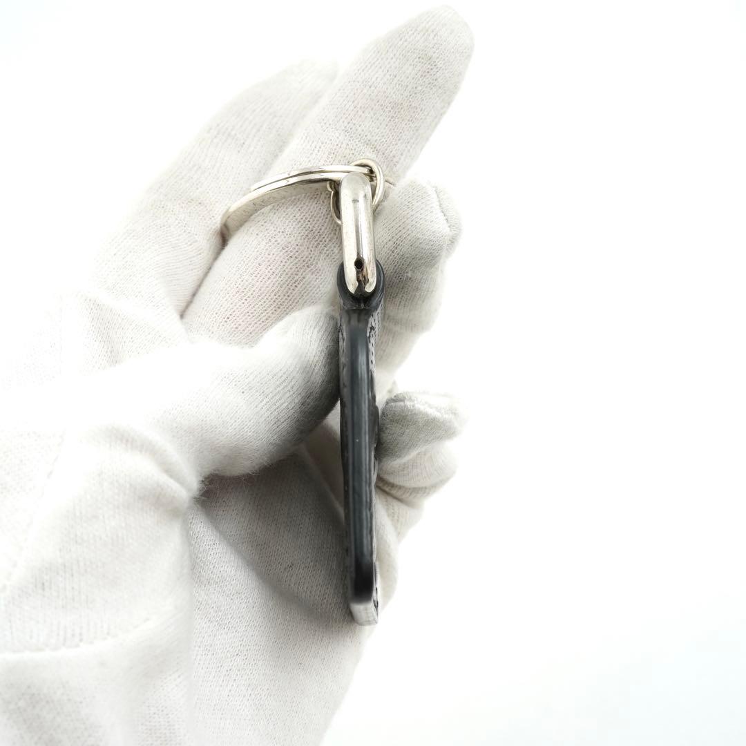 ✨極美品✨　グッチ　キーホルダー　バックチャーム　ジャンボGG シマ　レザー　黒