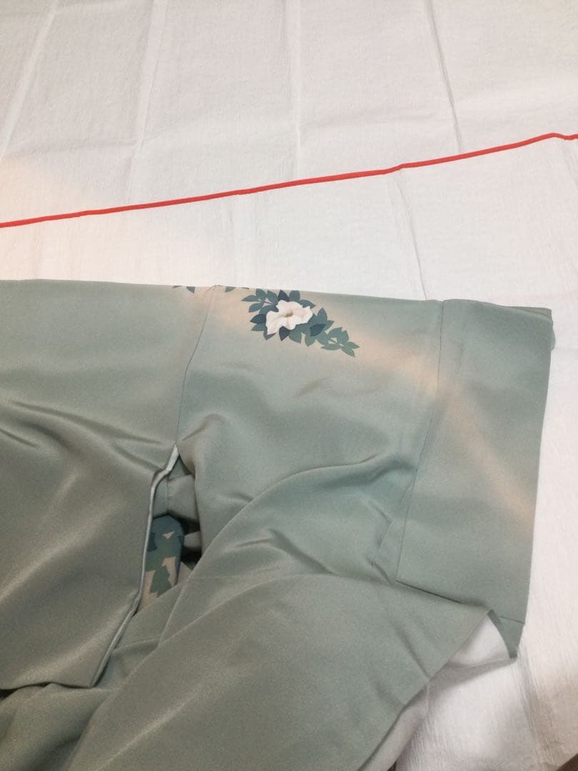 トールサイズ　付け下げ訪問着‼︎ 手描き　シルエット　秘色系統