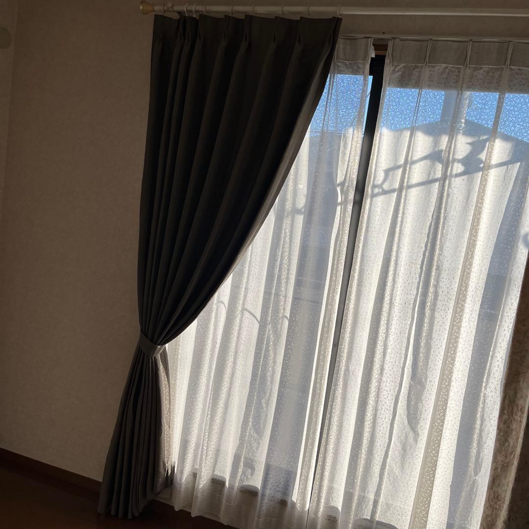 【美品】❤️ドレープカーテン遮光 遮熱1級カーテン オーダーカーテン ブラウン系