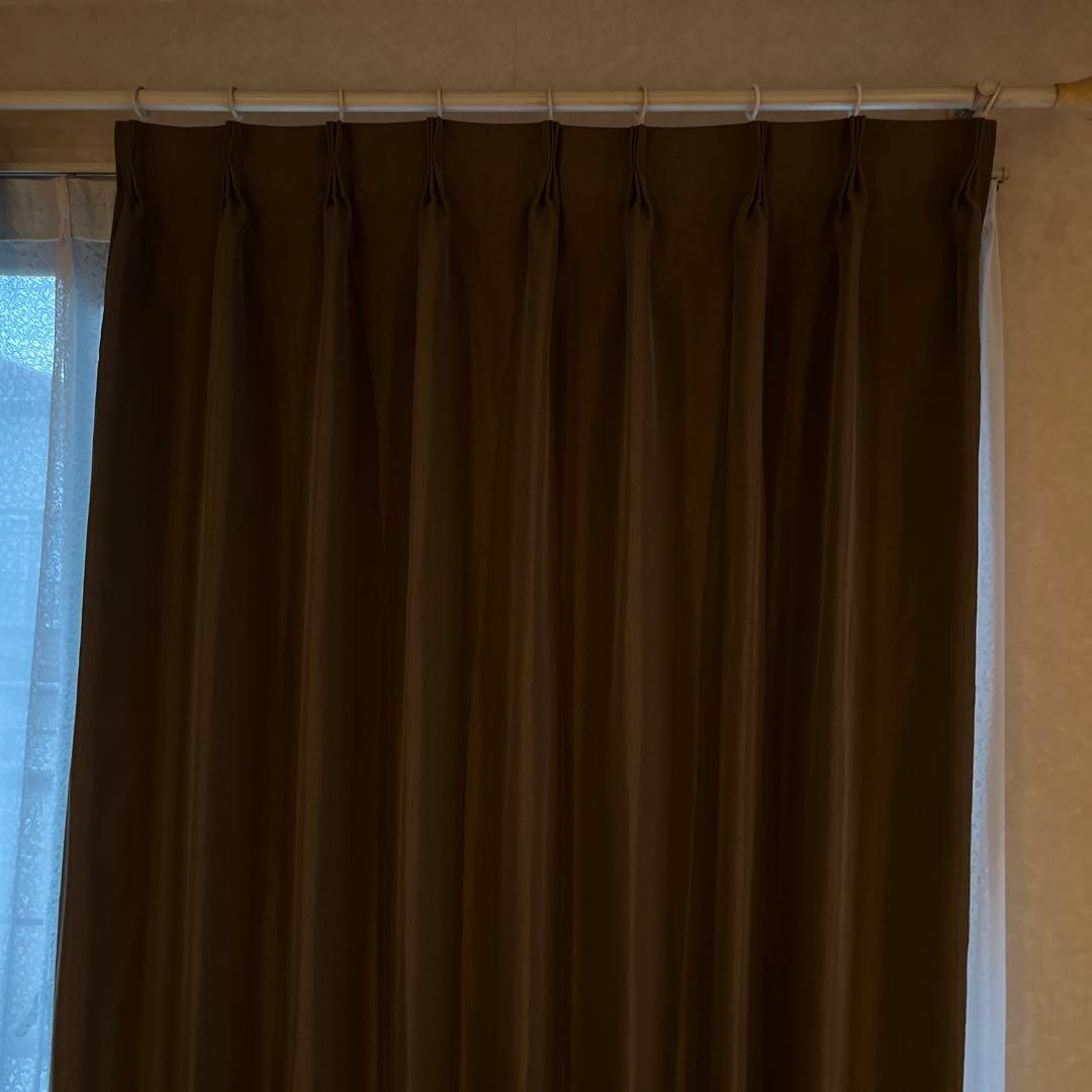 【美品】❤️ドレープカーテン遮光 遮熱1級カーテン オーダーカーテン ブラウン系