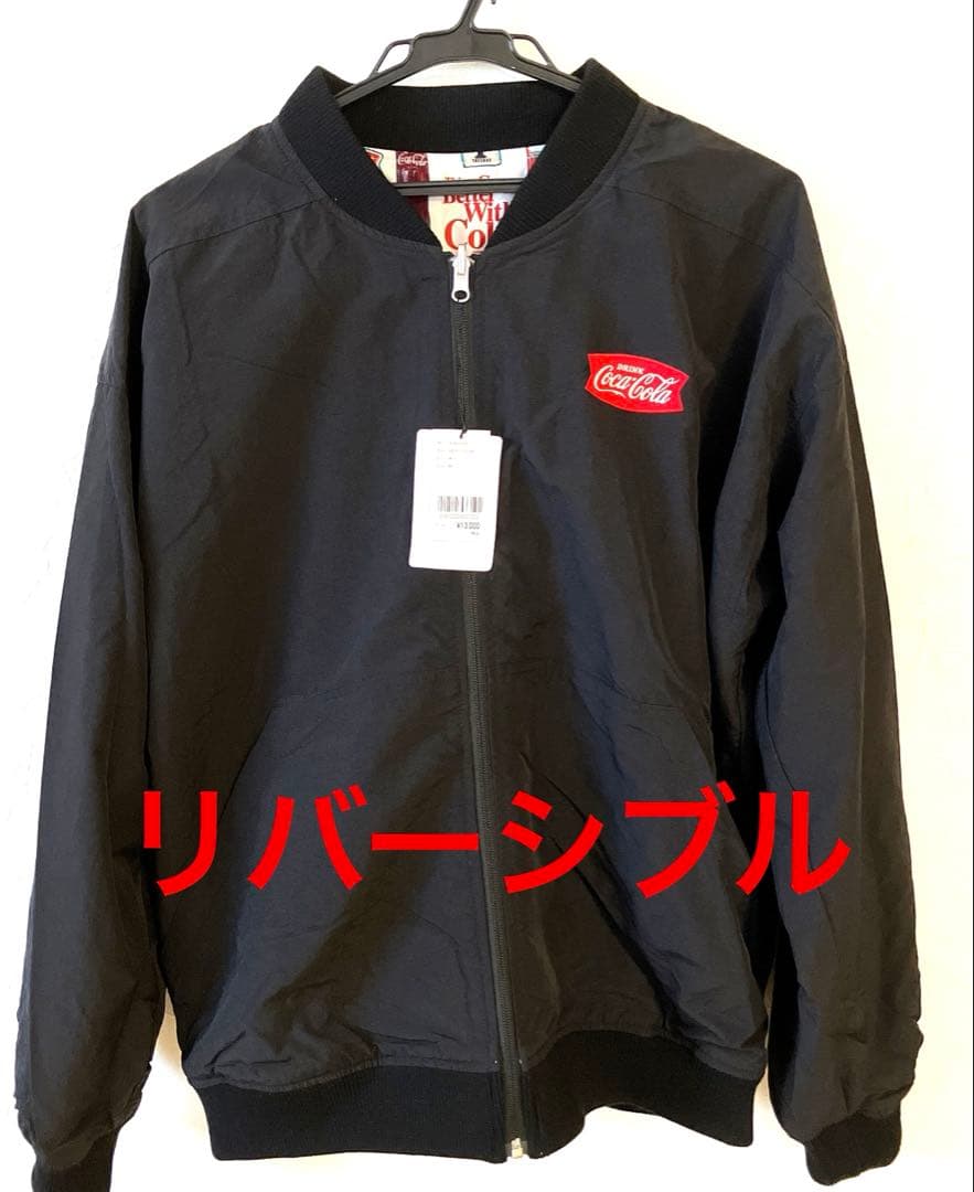 タイムセール　コカコーラ　グラニフブルゾンジャケット黒コーラ柄リバーシブル