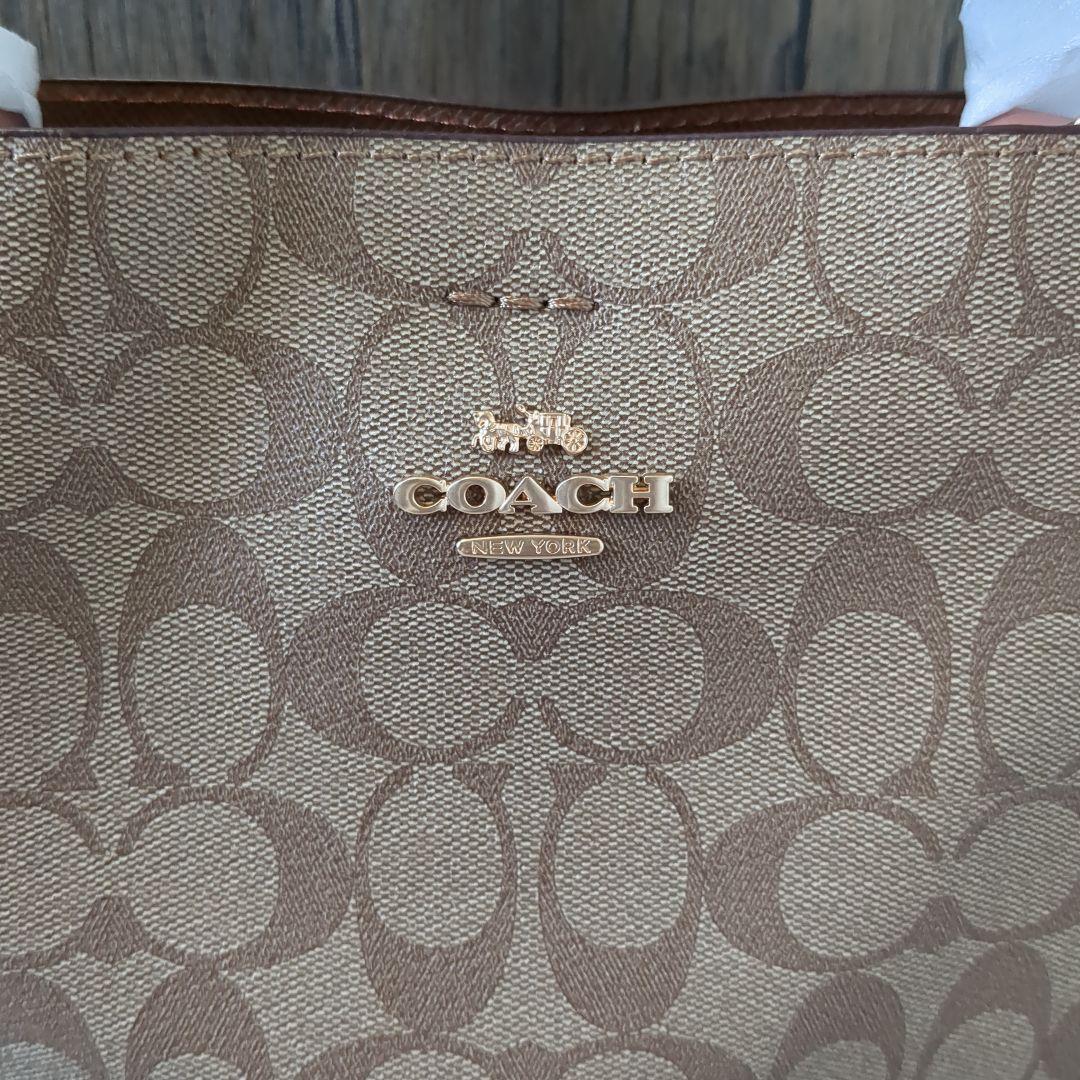 【新品】COACH　スモール タウン バケット バッグ シグネチャー キャンバス