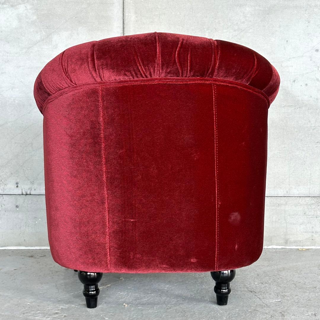 ★VINCENT★チェスターフィールド 1Pソファ ベルベット アンティーク風