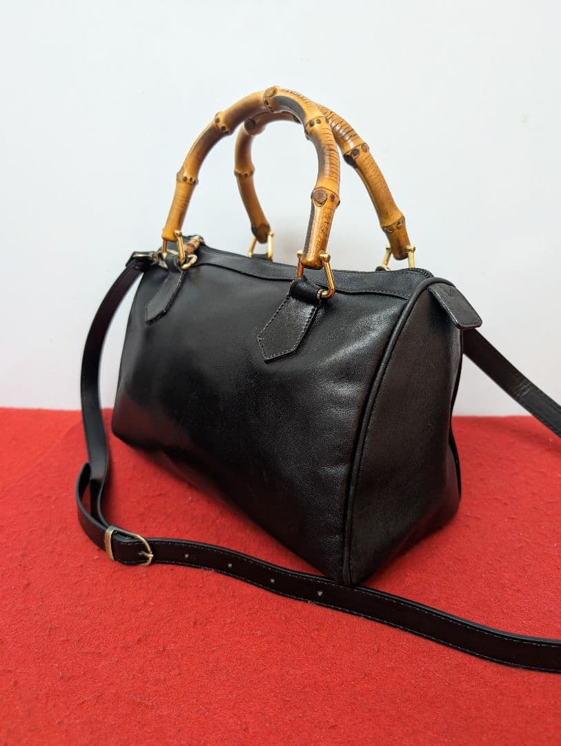 美品 極希少！Gucci バンブー レザーハンドバッグ ボストンバッグ 2way