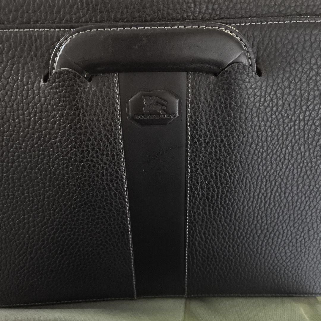 BURBERRY ビジネスバッグ 薄型 ブラック レザー バーバリー