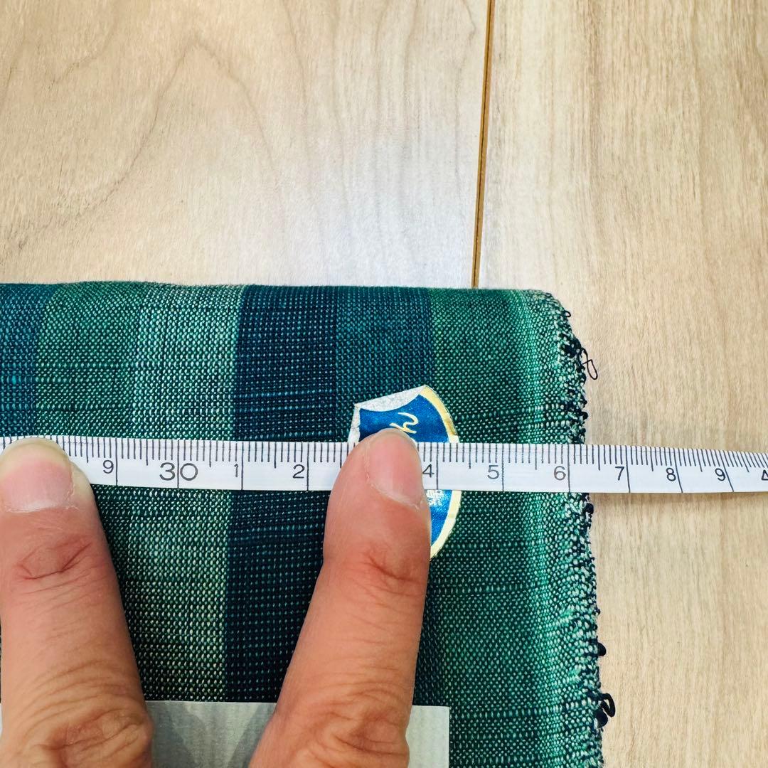 未使用　しつけ付　超美品　会津木綿　綿　反物　証紙付　緑　リメイク　ハンドメイド