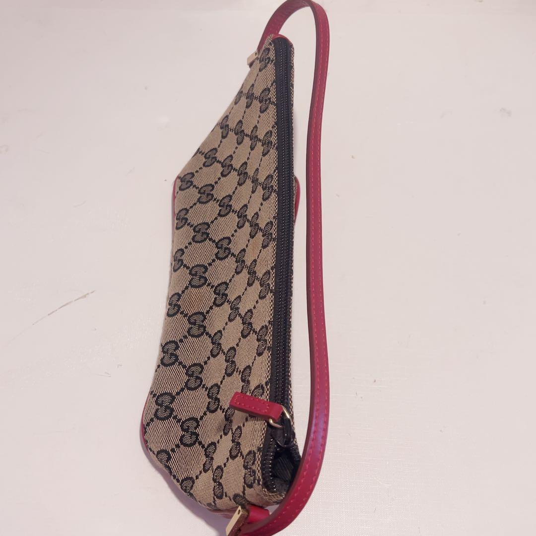 GUCCI アクセサリーポーチ GG柄 レッド ブラウン ハンドバッグ