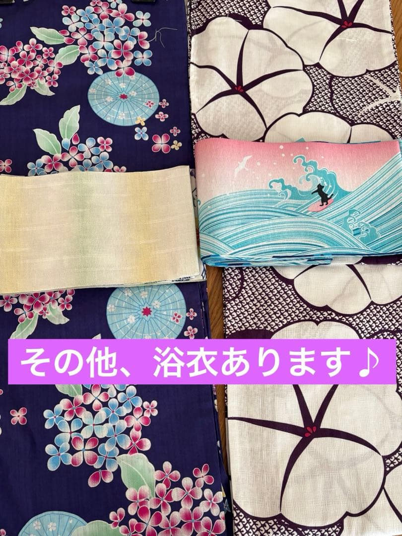 浴衣☆新品未使用☆綿麻☆菖蒲柄☆ブラック