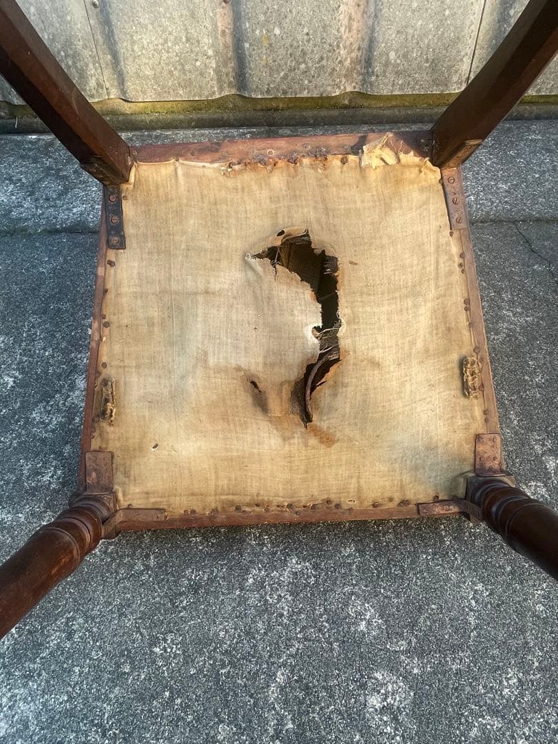 アンティーク/英国/イギリス製/サロンチェア/ダイニングチェア/椅子/ベロア