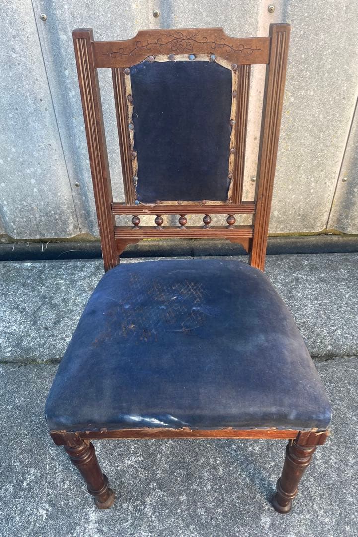 アンティーク/英国/イギリス製/サロンチェア/ダイニングチェア/椅子/ベロア