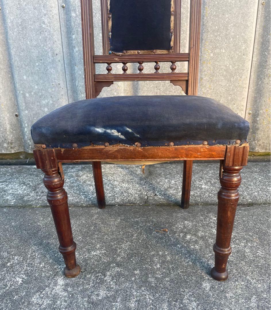 アンティーク/英国/イギリス製/サロンチェア/ダイニングチェア/椅子/ベロア