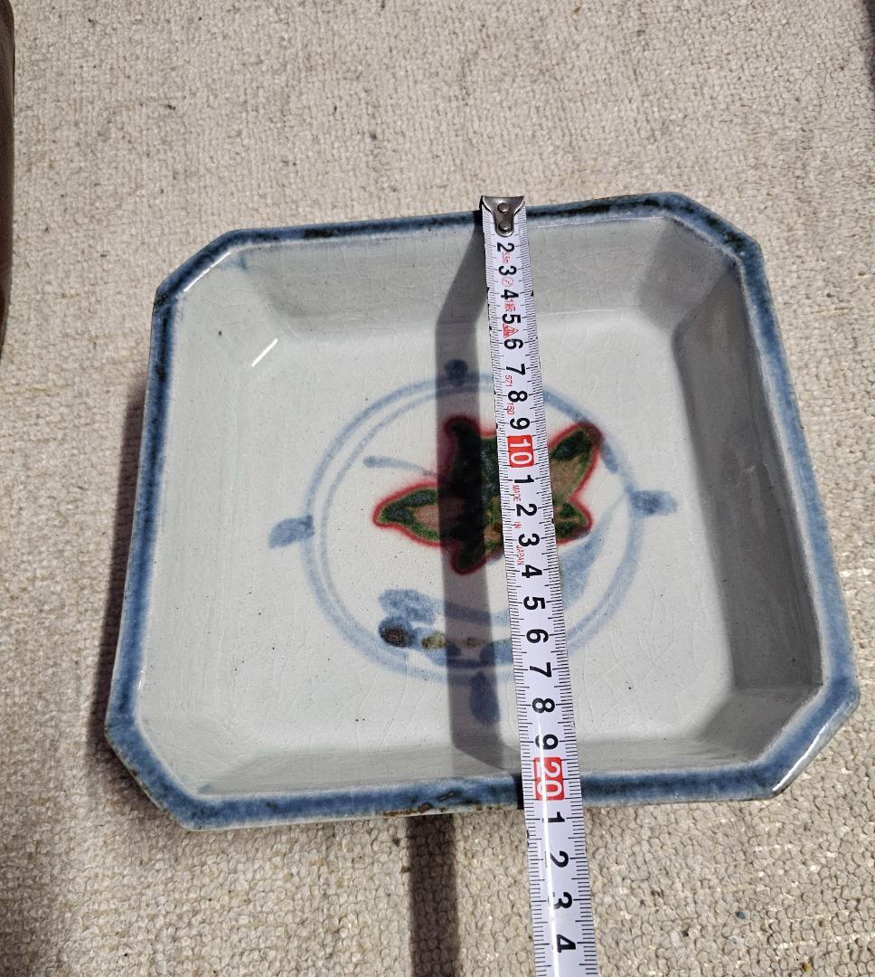 民藝 河井寛次郎？ 呉須百合辰砂角鉢 未鑑定品