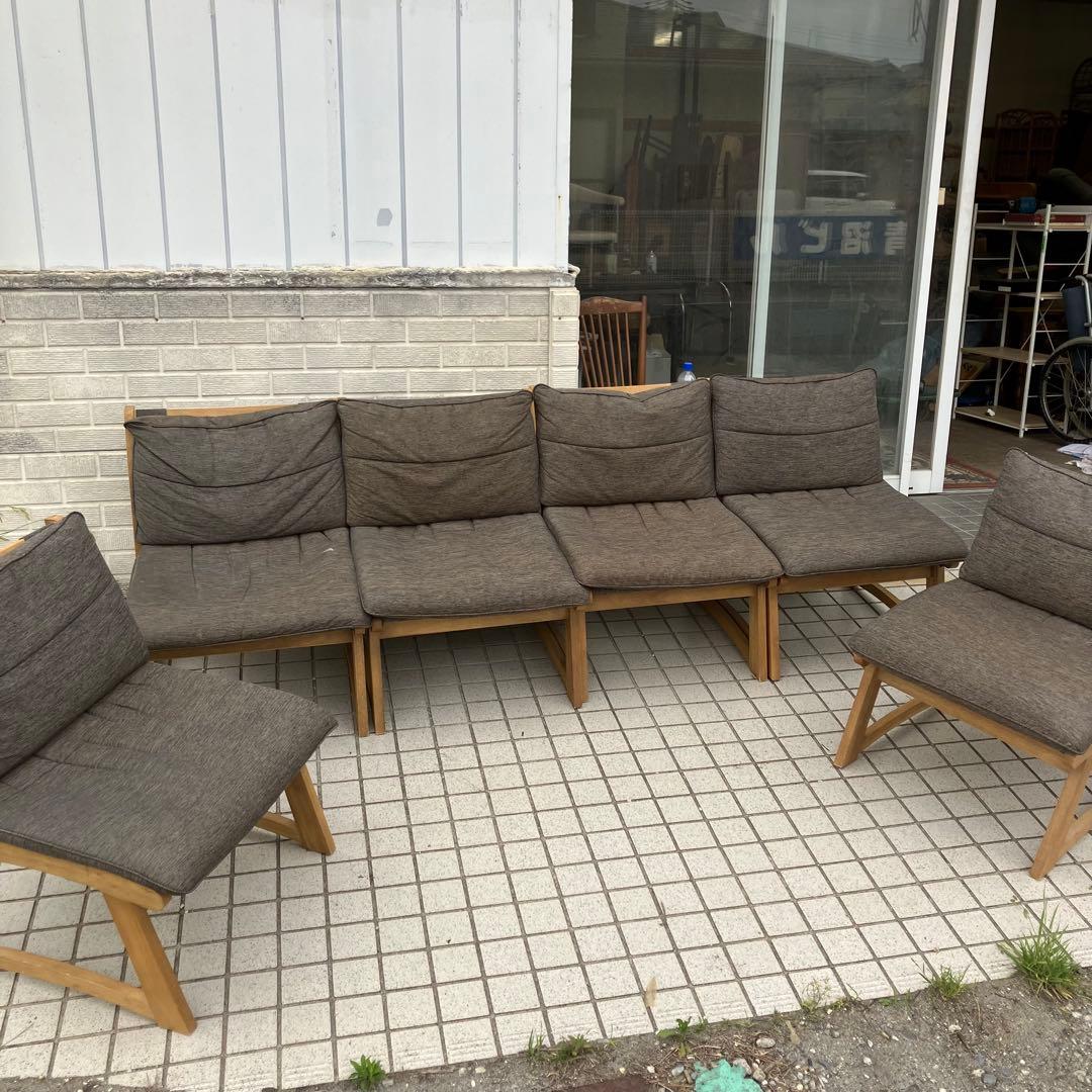 ⑥ 北欧レトロ ミキモク 雅 木製フレーム アームレスチェア 一人掛けソファー