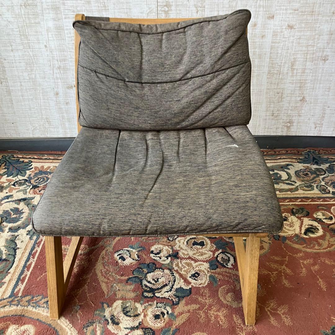 ⑥ 北欧レトロ ミキモク 雅 木製フレーム アームレスチェア 一人掛けソファー