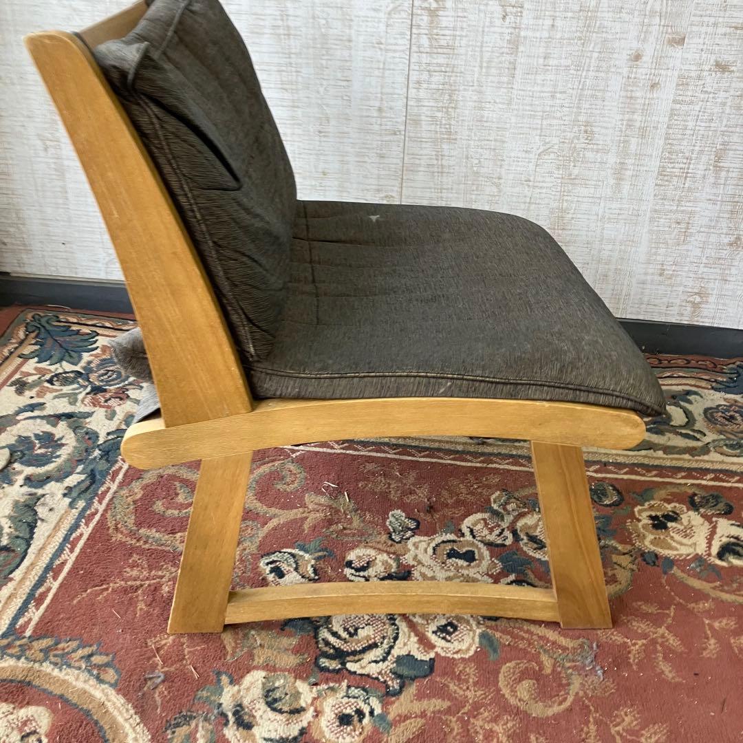 ⑥ 北欧レトロ ミキモク 雅 木製フレーム アームレスチェア 一人掛けソファー