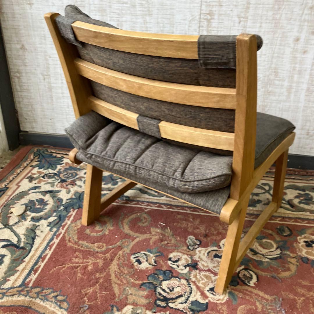 ⑥ 北欧レトロ ミキモク 雅 木製フレーム アームレスチェア 一人掛けソファー