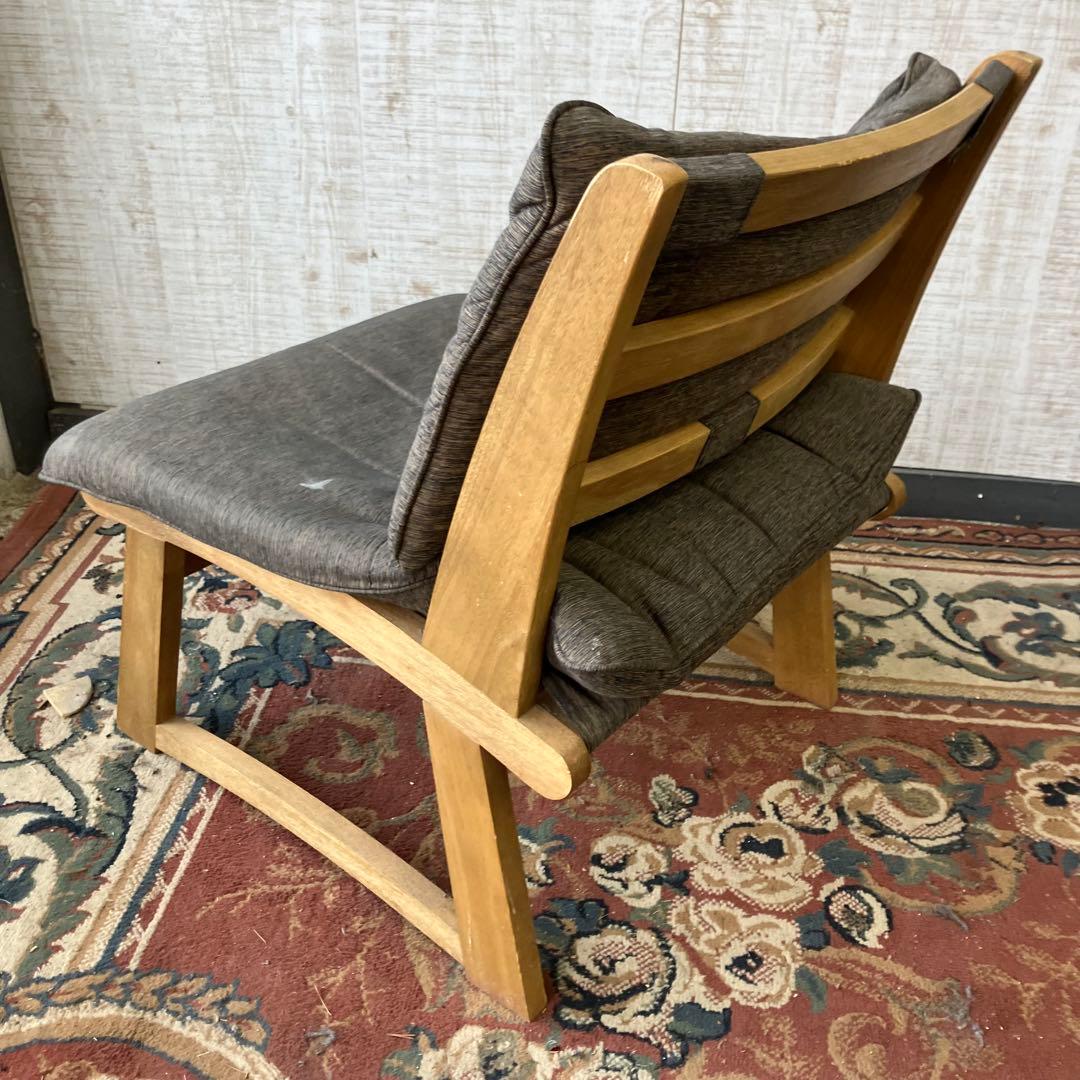 ⑥ 北欧レトロ ミキモク 雅 木製フレーム アームレスチェア 一人掛けソファー