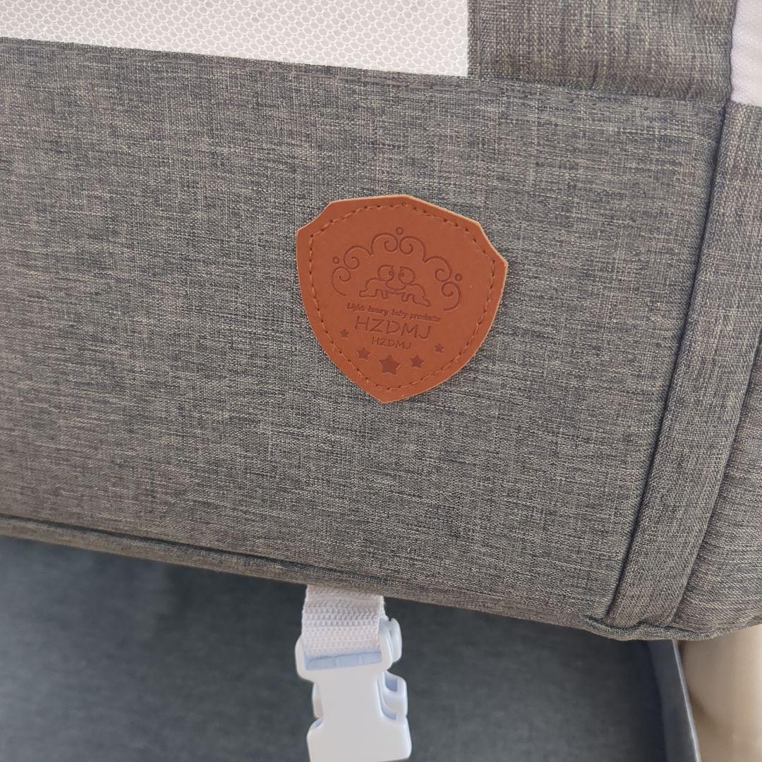 HZDMJ グレー ベビーベッド メッシュサイドパネル 高さ調整機能