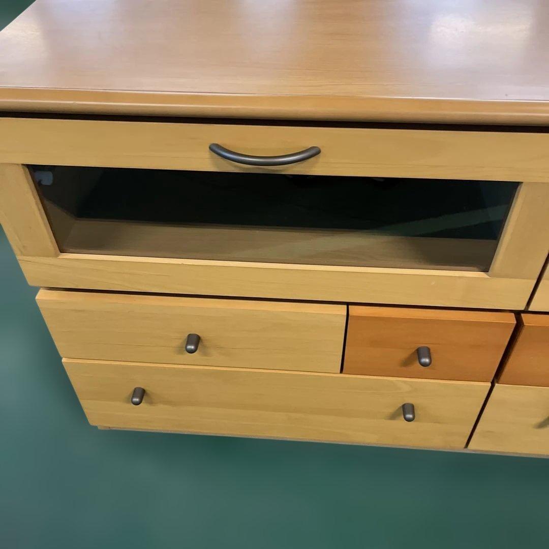 木製テレビ台 引き出し付き ガラス付き インテリア 家具