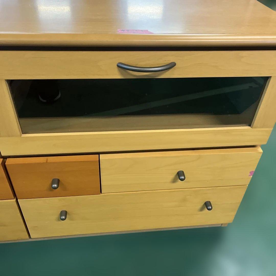 木製テレビ台 引き出し付き ガラス付き インテリア 家具