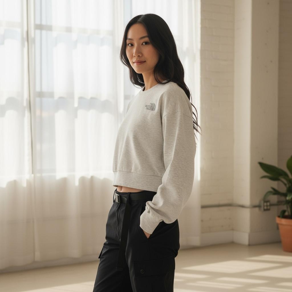 ⭐️短め丈❗️ノースフェイスM レディーススウェットトレーナー グレー!