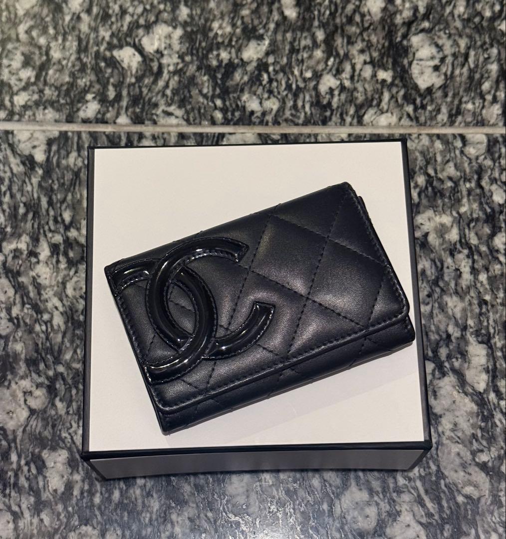 【美品】CHANEL ブラック カンボンライン 名刺入れ