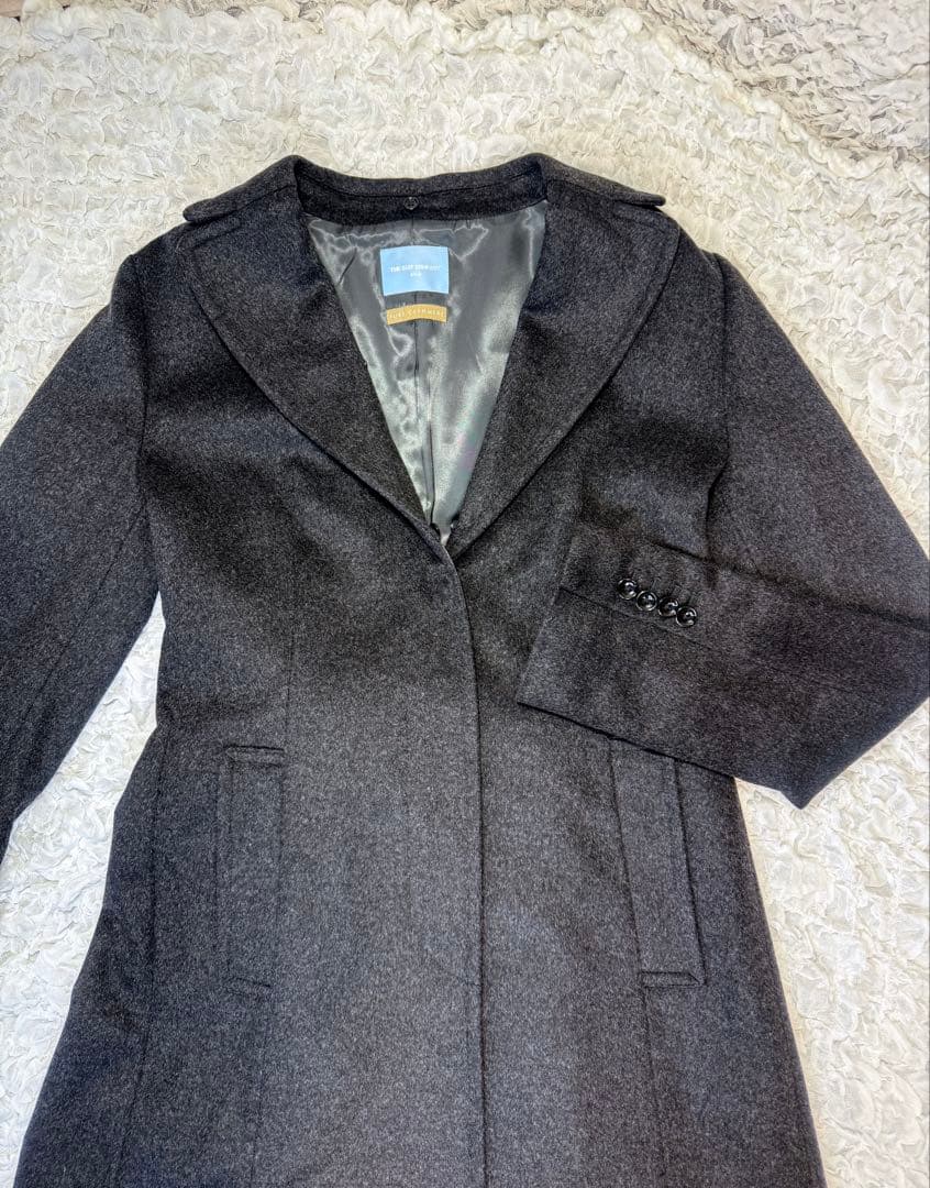 高級✨カシミヤ100% ファー付 ブラック ロングコート 大きめサイズ XL