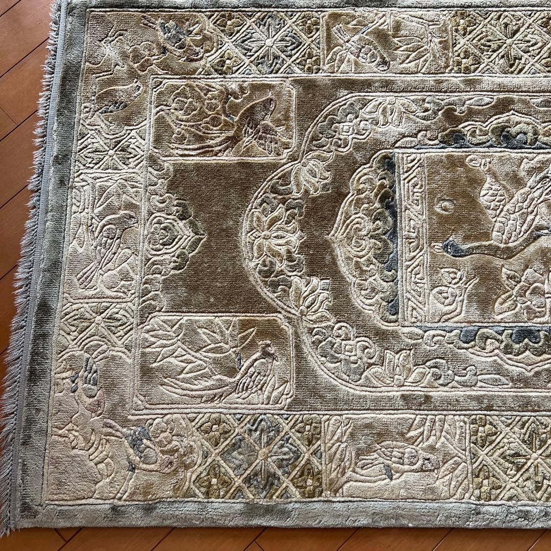 お値下げ！エクセルヒューマン　中国美術緞通シルク100%玄関マット