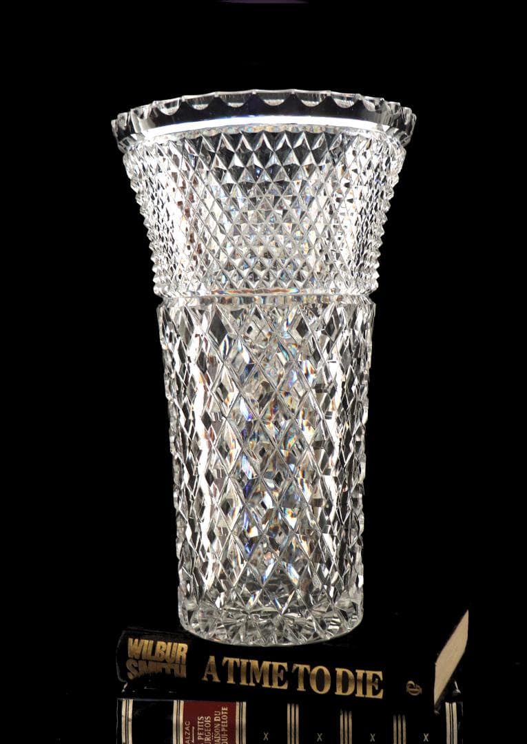 オールド・バカラ 1890年頃特大傑作 32cm2.8kg 切子花瓶 ディアマン