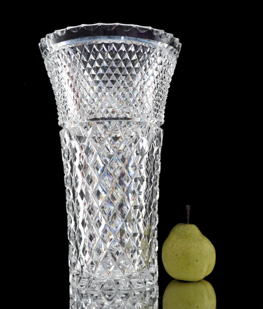 オールド・バカラ 1890年頃特大傑作 32cm2.8kg 切子花瓶 ディアマン