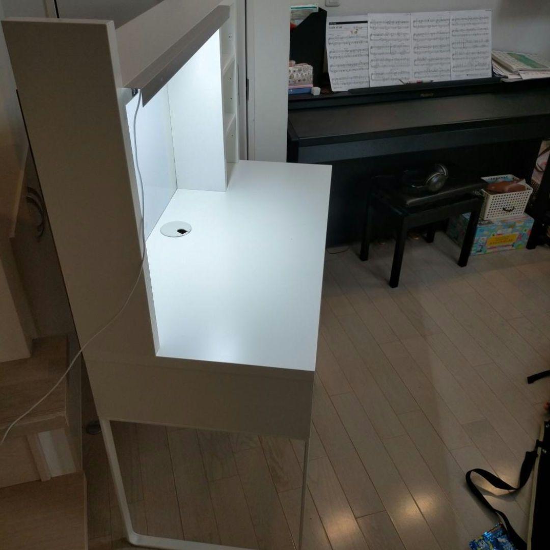 IKEAイケアミッケ学習机ホワイトDIYカスタム 追加ユニット LEDライト付き