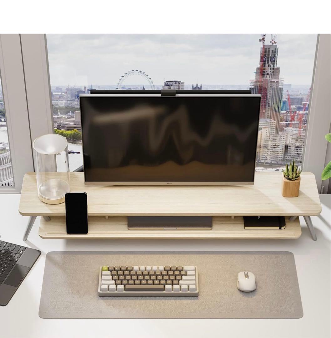 Fenge モニター台 デスクシェルフ 108cm オークG04A2123C