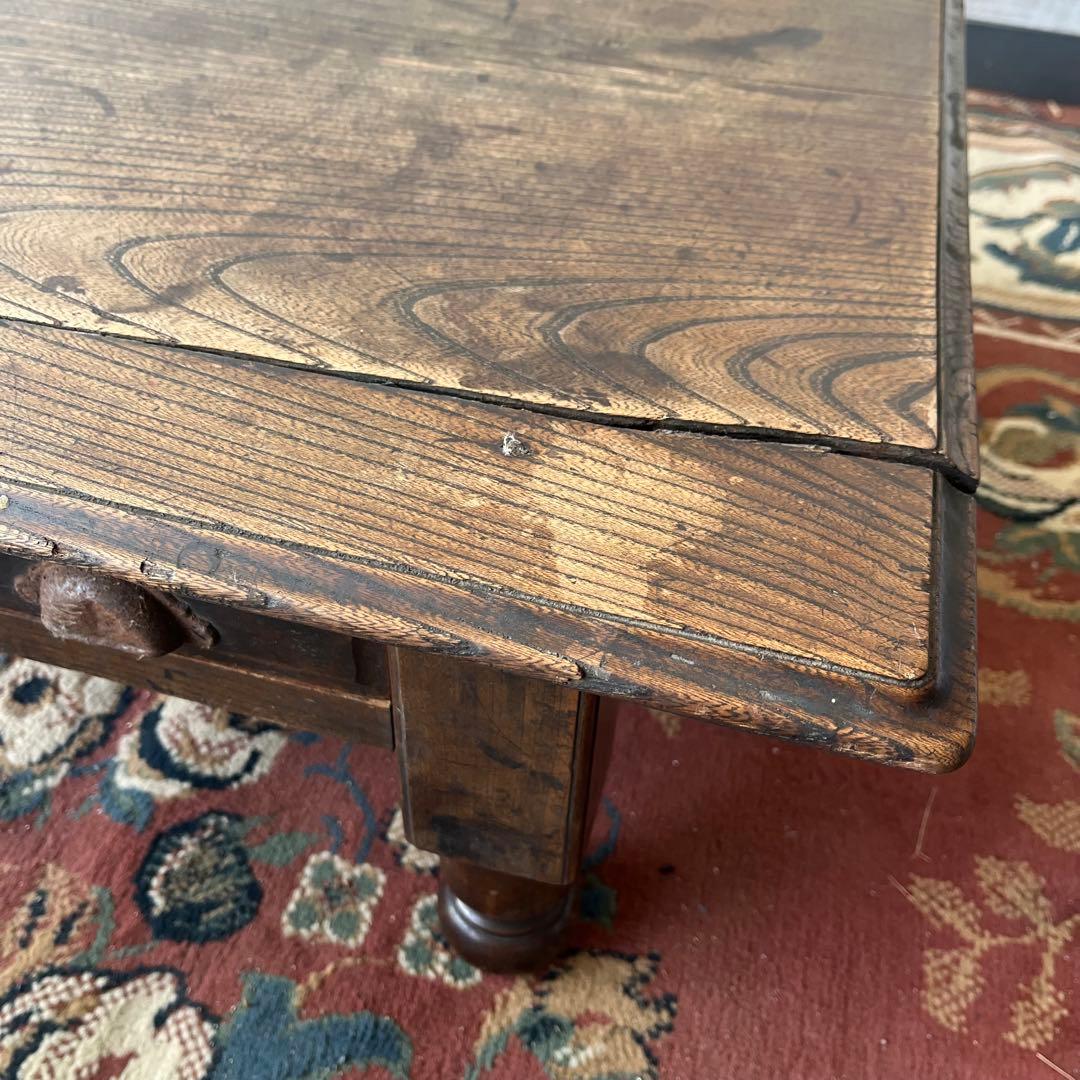 【アンティーク】木製 文机 コーヒーテーブル 引出し 昭和レトロ 古家具 書斎机