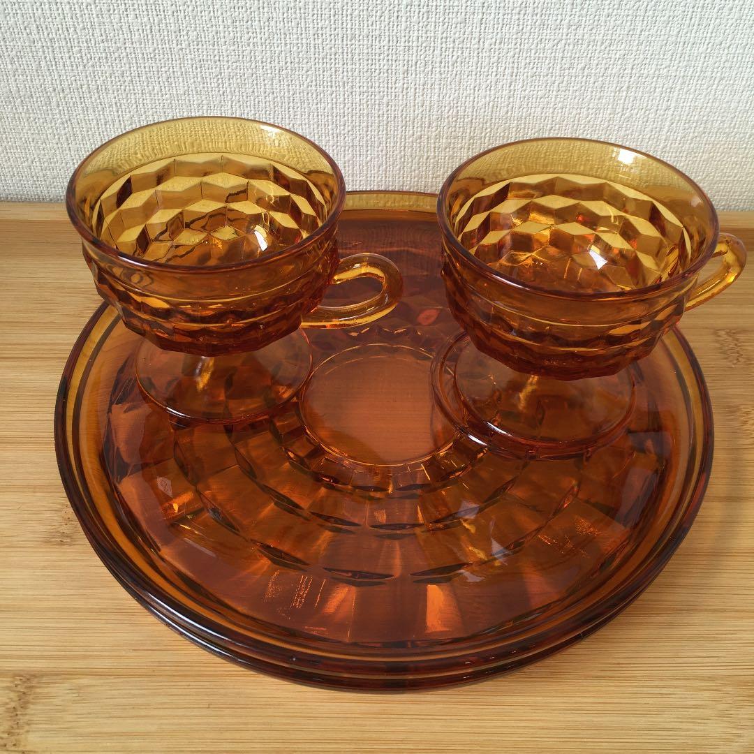 ②  インディアナグラス アンバー ホワイトホール スナックセット