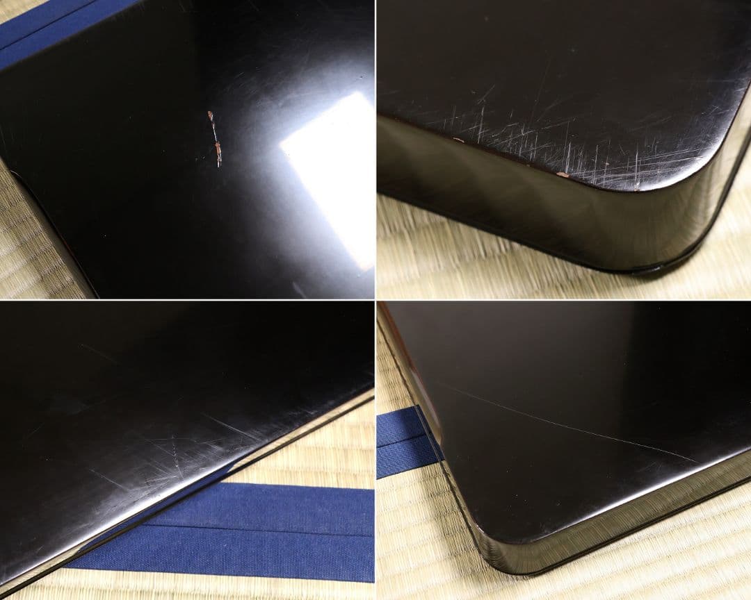 大正 本堅地 黒艶消 風鎮松竹梅 沈金 会席膳 十客 木製漆器【CM182】