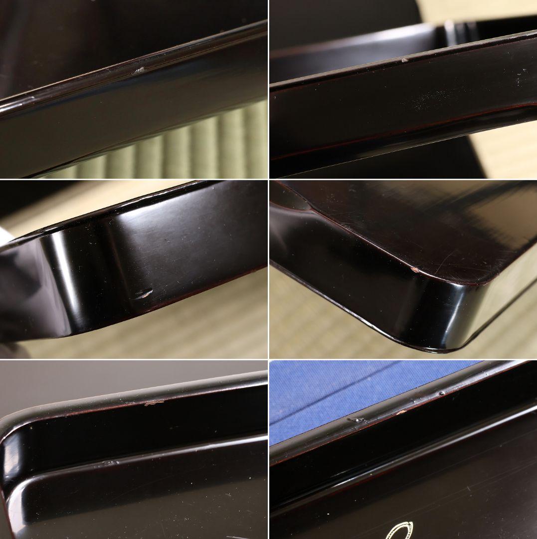 大正 本堅地 黒艶消 風鎮松竹梅 沈金 会席膳 十客 木製漆器【CM182】