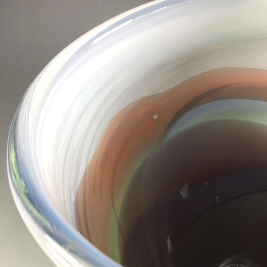 Ｒ５６２　水指　『倉本陽子作』『ガラス製』『竹蓋』『陵線の風景』　共箱　茶道具