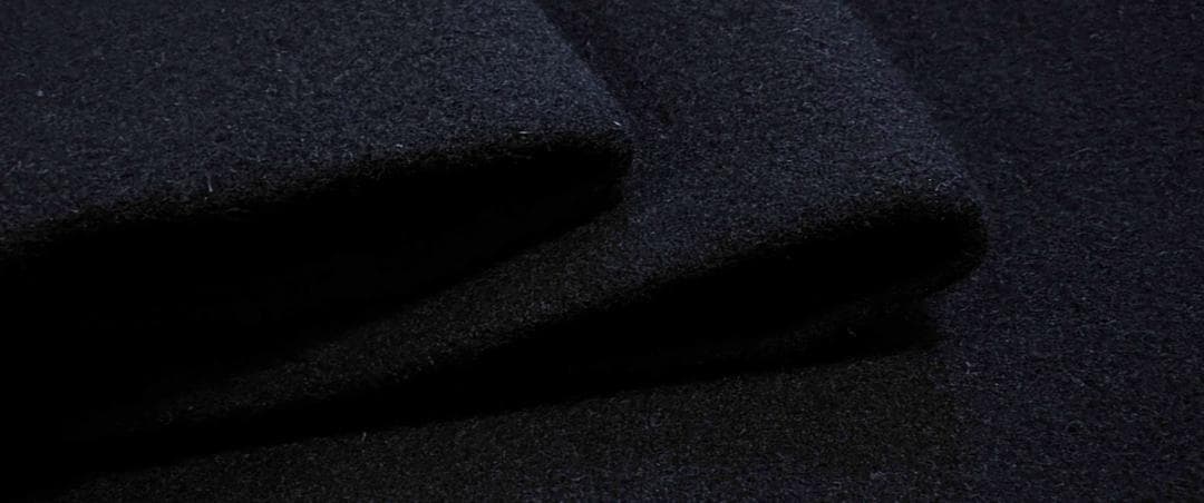 撫松庵　アンゴラ混ファー付きウール着物コート　黒　裄丈７３.５　身丈１０７