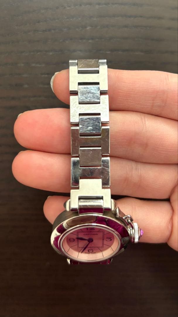 【美品・OH済、電池交換済】カルティエ ミスパシャ ピンク文字盤