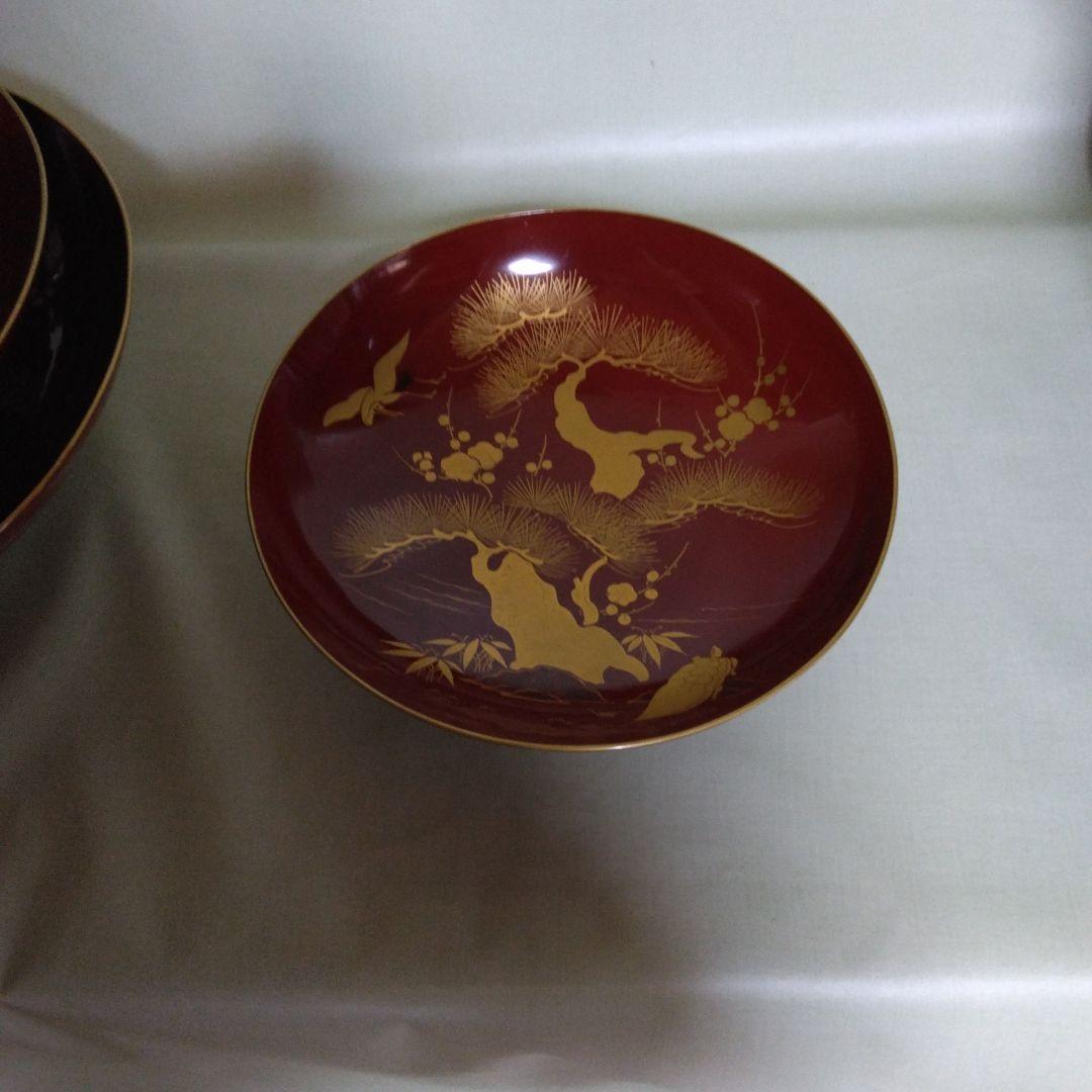 木製九つ重ね杯　本金蒔絵付