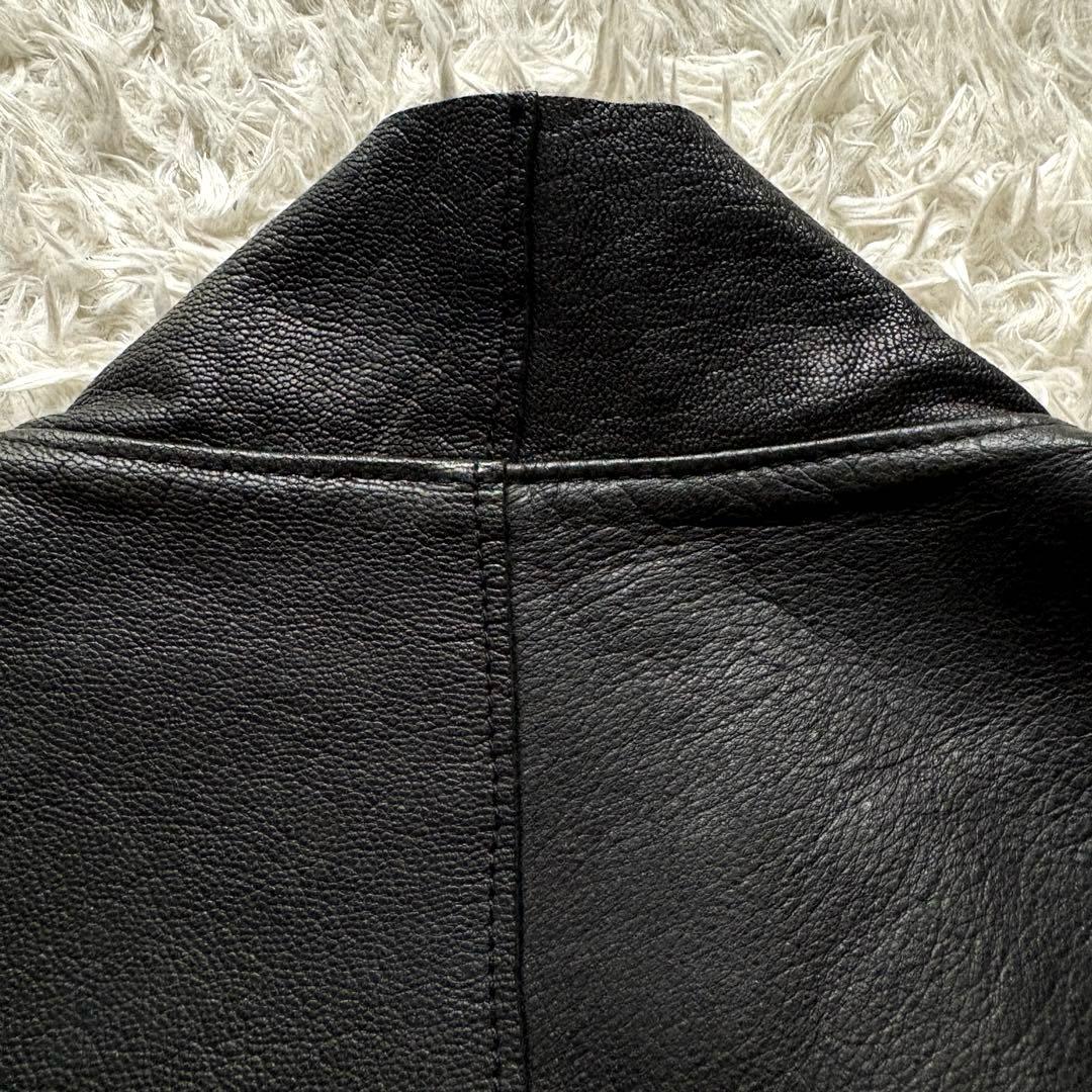 ★羊革★ BUFFALO BOBS ハーフダブル ベスト ジップアップ ジレ 黒