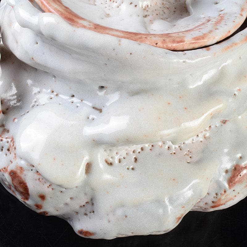 1080一無斎（一ム斎）作　志野水指　銘「知恵泉」　共箱　M　R9180H