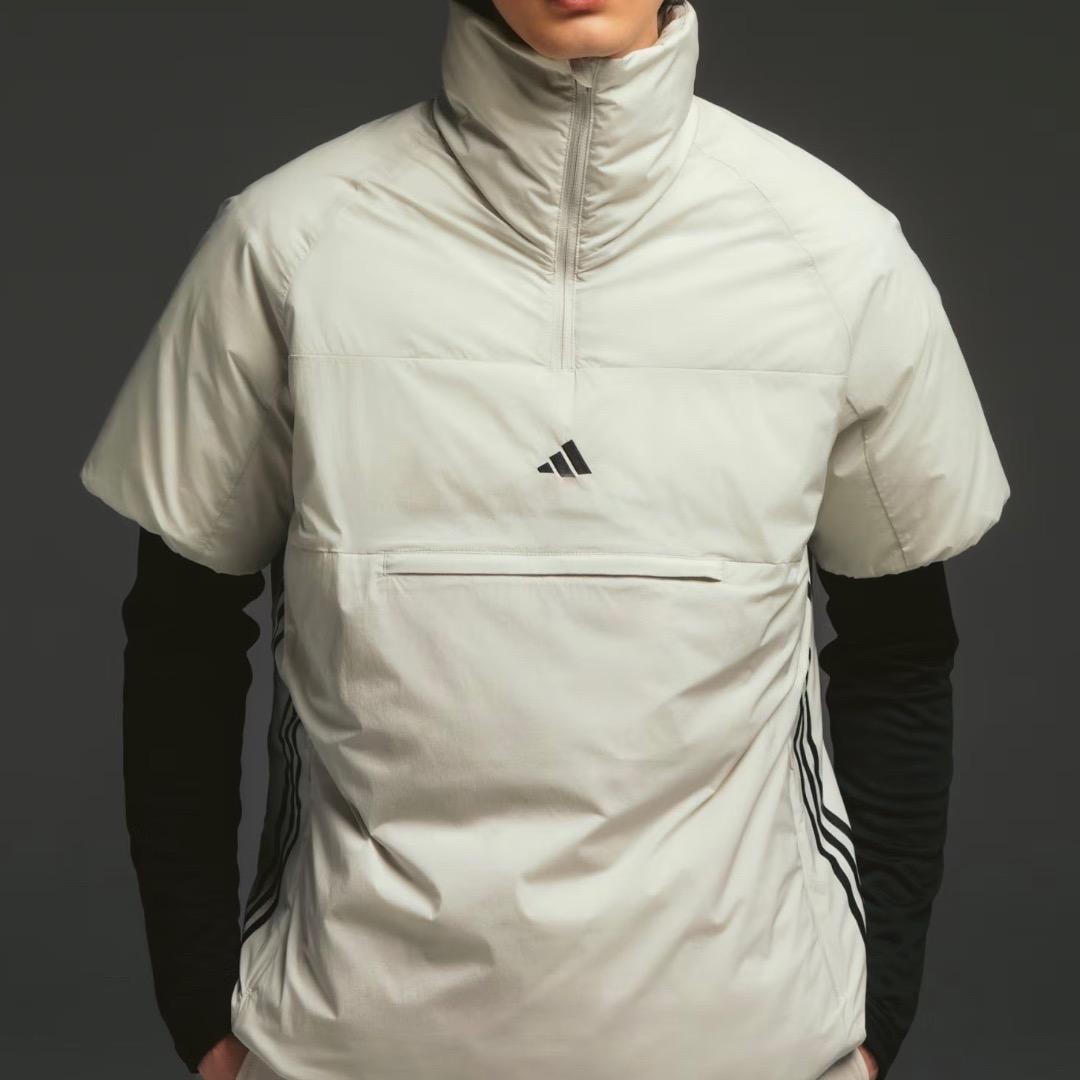 【L】秋冬 アディダス ゴルフ 保温 撥水 ハイネック 半袖ダウンジャケット