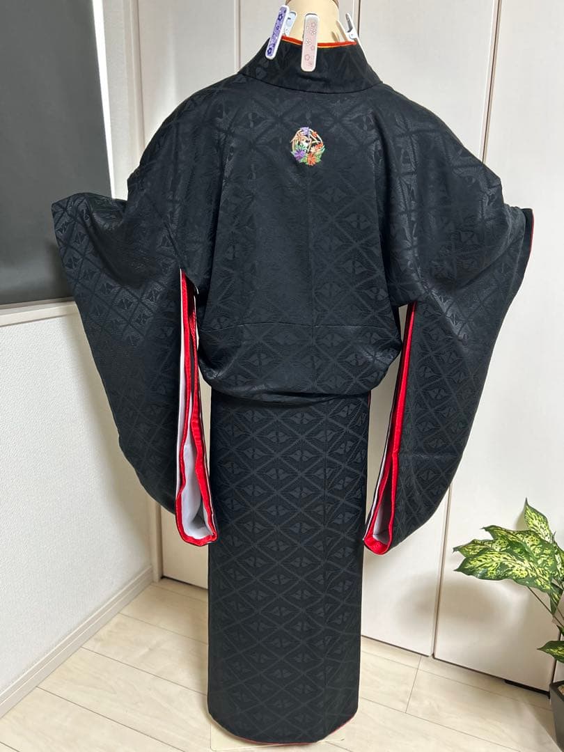 黒の二尺袖振袖レースの付いた袴2点セット トールサイズluxjewel ブランド