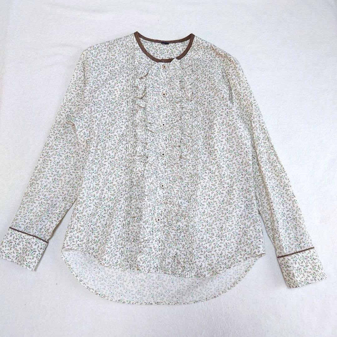 未使用品 45R ツタフラワープリントのフリルブラウス 45rpm